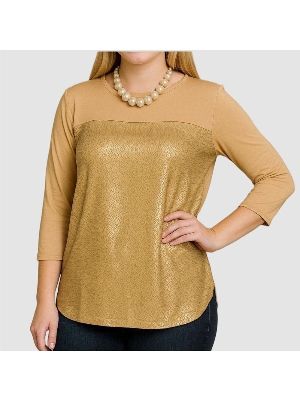 😍SHOW SPECIAL - Joe Fresh Cream Sequin Tee Plus Size XL